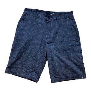 Rusty Men's Dark Navy Plaid Flat Front Shorts